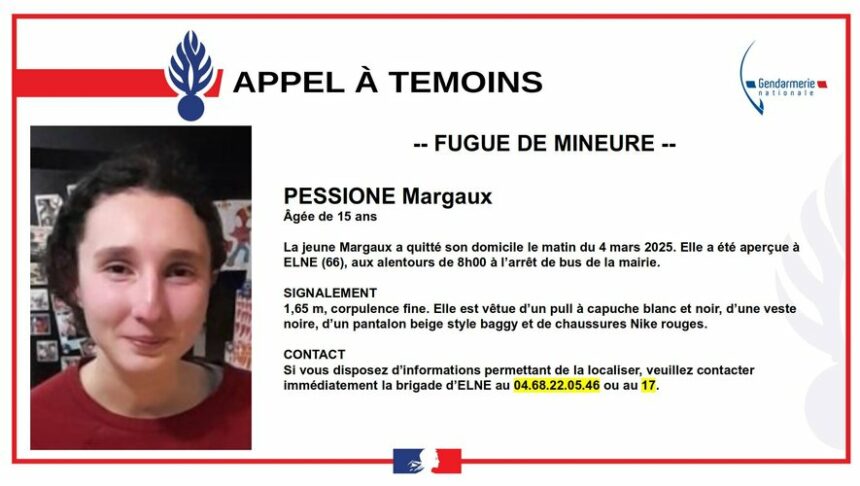 Margaux a disparu depuis le 4 mars © Facebook - Gendarmerie des Pyrénées-Orientales